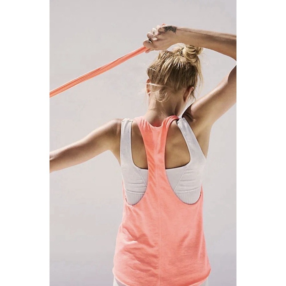 Free People / FP Movement Exhale Tank Racerback Neon Orange Large New Peach - Picture 2 of 8